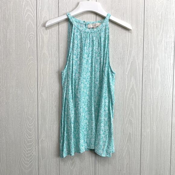LOFT Turquoise Floral Tank Blouse Small NWT - Picture 1 of 5